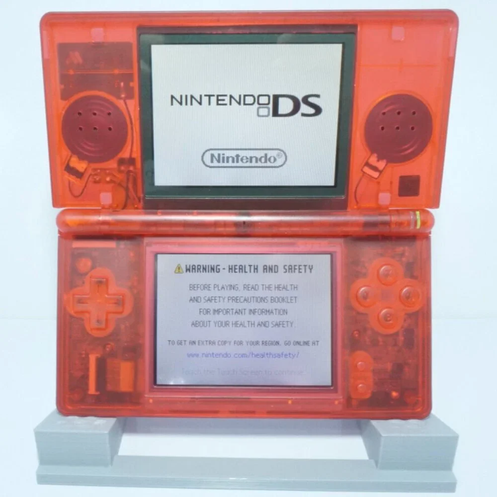 Nintendo DS Lite Transparent Clear Red Handheld System with Charger and Stylus